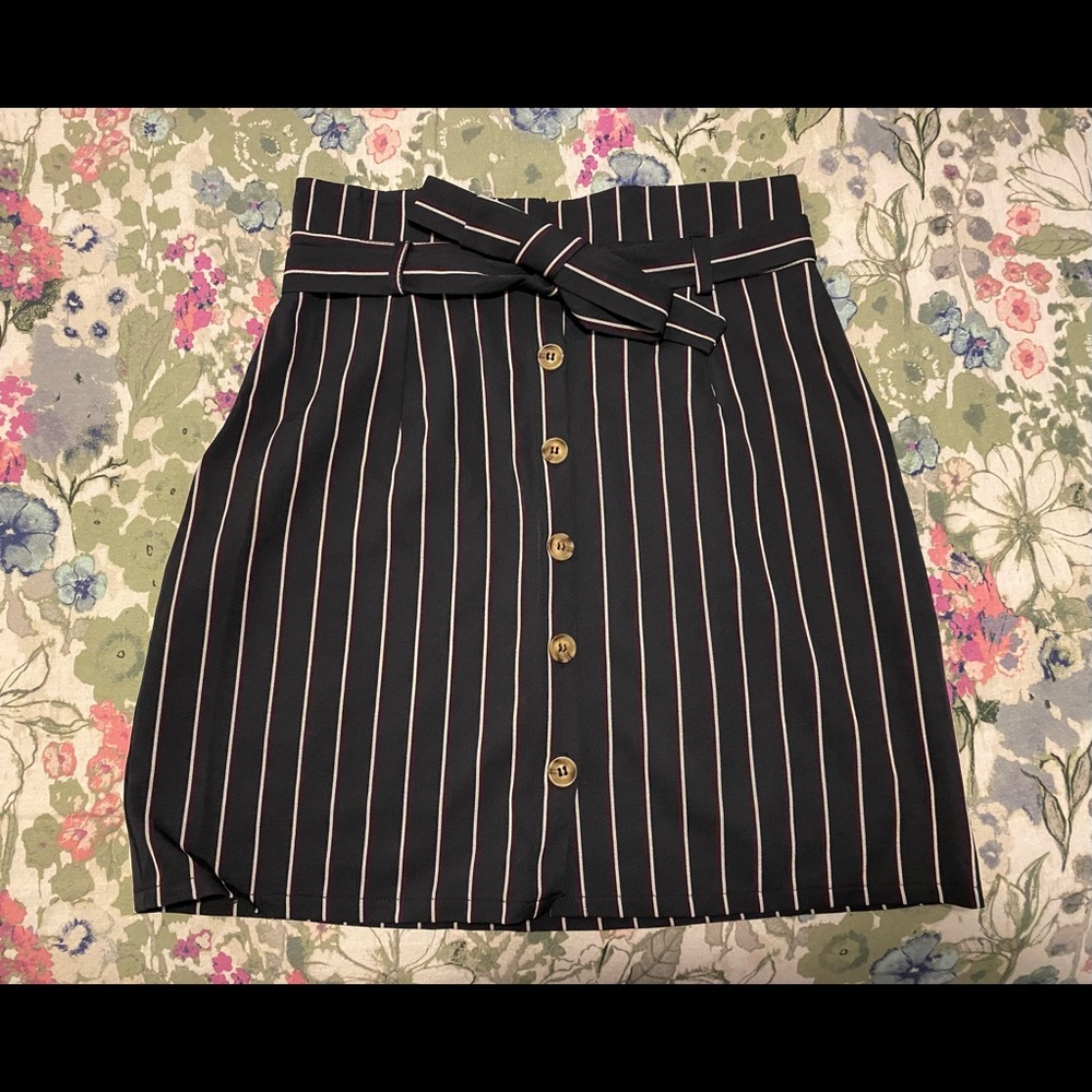 Pinstripe Paper-bag Skirt